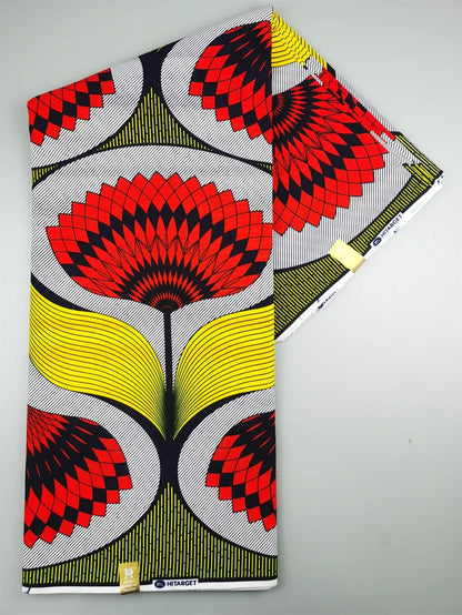 Guaranteed Original African Wax Fabric - 100% Cotton Real Ankara Print 6 Yards for Wedding Dresses & Sewing