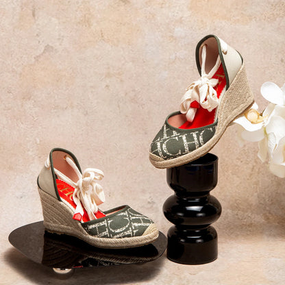 Women’s 8CM Wedge Sandals - Comfortable Breathable Hemp Sole Holiday Beach Shoes