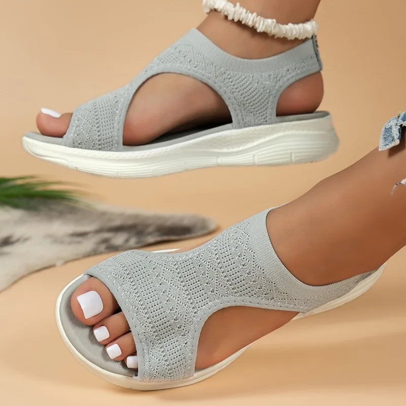 2025 Summer Women’s Casual Sports Sandals – Comfortable Mesh Wedge Beach & Roman Sandals
