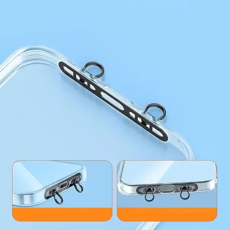 Ultra-Thin Metal Phone Lanyard Patch - Stainless Steel Hanging Cord Connector for Cellphone Safety