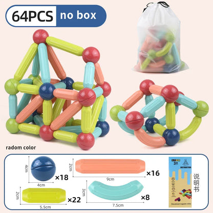 Magnetic Building Blocks Set – Montessori Educational Stick & Rod Constructor Toys for Kids Boys & Girls