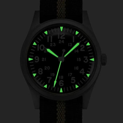 RDUNAE RA03 Military Men’s Watch - 34.5mm Vintage Quartz Wristwatch with Miyota 2035 Movement & Stainless Steel Case