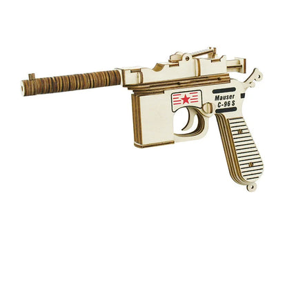 3D Wooden Gun Puzzle - DIY Assembly Pistol Rifle Model Craft Educational Toy for Kids & Adults