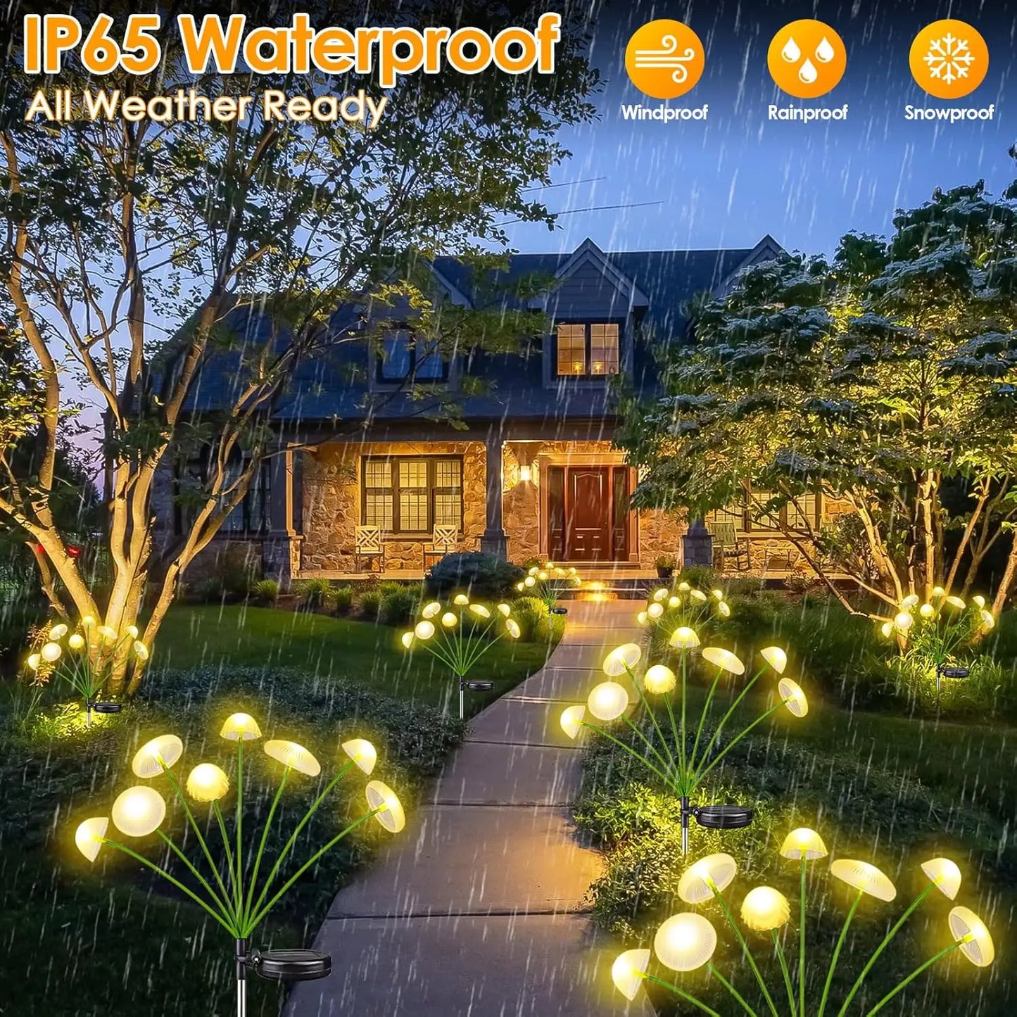 Solar Garden Mushroom Lights - Dual Mode LED Waterproof Solar Pathway Lights for Yard Patio Garden Decor & Ambiance
