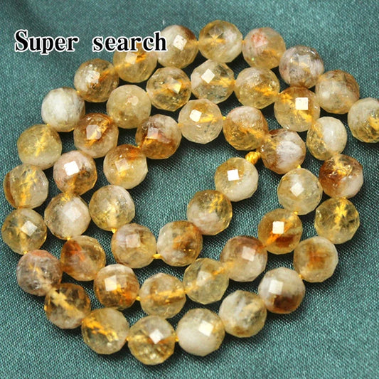 Natural Citrine Crystal Round Beads - DIY Loose Gemstone Beads for Handmade Bracelets & Necklace Jewelry Making