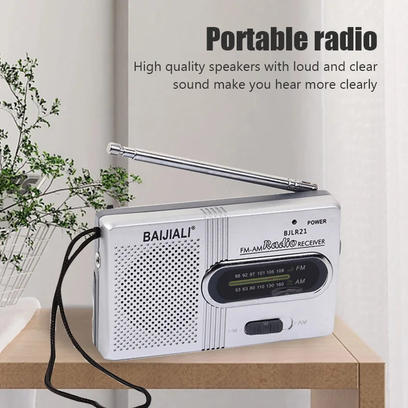 BC-R21 Mini AM/FM Radio — Battery-Operated Portable Receiver with Best Reception for Home, Running & Walking