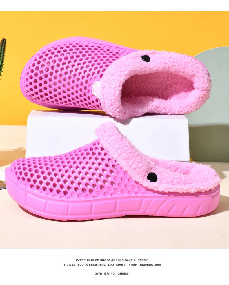 Couple Cotton Slippers – Winter Warm Plush Velvet Thickened Clogs for Men & Women
