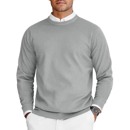 Men's Crew Neck Knit Sweater - Lightweight Long Sleeve Oversized Pullover for Casual Streetwear