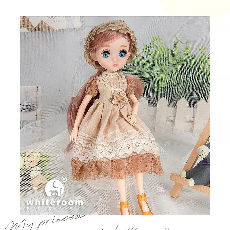 26cm BJD Doll for Girls – Purple Hair Fashion Princess with Big Eyes & Accessories Gift