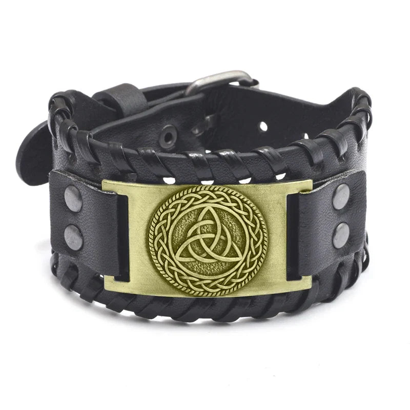 Trendy Viking Bracelet – Nordic Rune Compass & God Bird Charm Leather Woven Jewelry for Men, Fashion Accessory & Party Gift