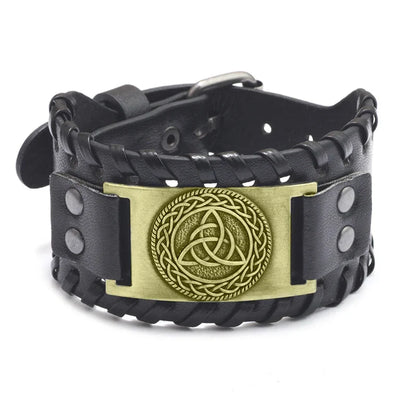 Trendy Viking Bracelet – Nordic Rune Compass & God Bird Charm Leather Woven Jewelry for Men, Fashion Accessory & Party Gift