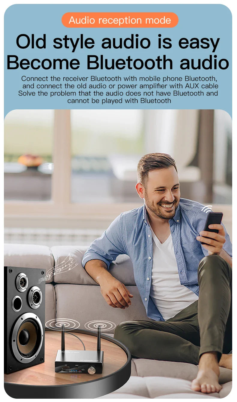 Bluetooth 5.3 Receiver Transmitter | Low Latency Stereo AUX 3.5mm, Optical, Coaxial Wireless Audio Adapter USB for TV & PC