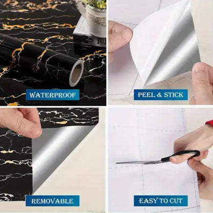 40cm PVC Marble Wall Sticker - Waterproof Oil-Resistant Self-Adhesive Kitchen Decor