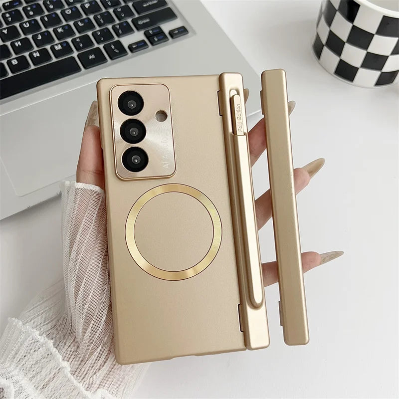 Plated PC Tempered Glass Phone Case - Anti-Fingerprint Drop Protection Cover for Samsung Galaxy Z Fold 7/6/5
