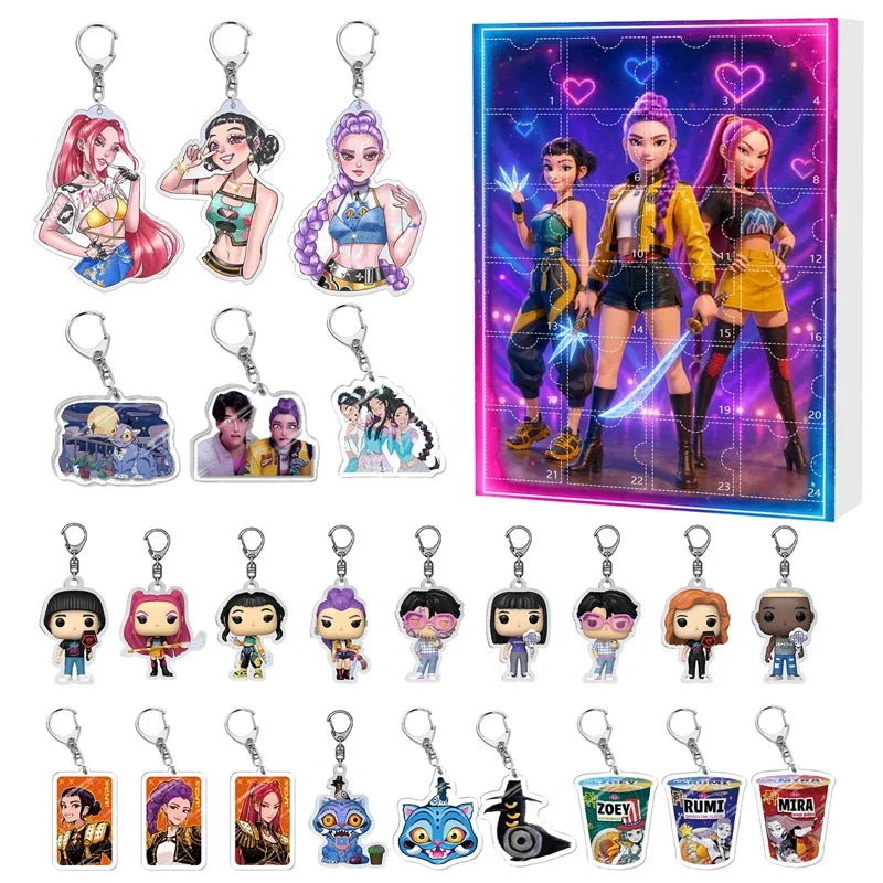 Kpop Demon Hunters Advent Calendar Blind Box — Rumi, Mira, Zoey, Tiger — 24-Day Christmas Countdown Gift