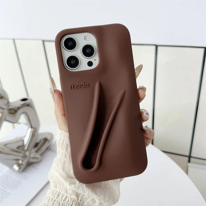 Silicone iPhone Case - 3D Toast Ribbon Espresso Cover for iPhone 12–17 Pro Max, Plus & Air