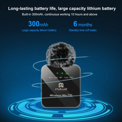 PULUZ Wireless Lavalier Microphone – Portable Mini Mic for iPhone & Android, Audio/Video Recording & Live Broadcast