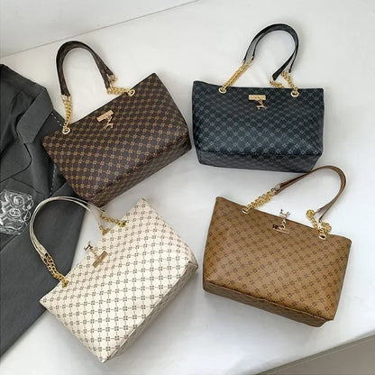 Women’s Large Capacity PU Leather Handbag — Fashion Tote Bag with Textured Design and Hanging Accessories