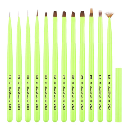 Green Nail Art Brush - Gel Polish, Acrylic, UV Extension & Nail Painting Detail Brush