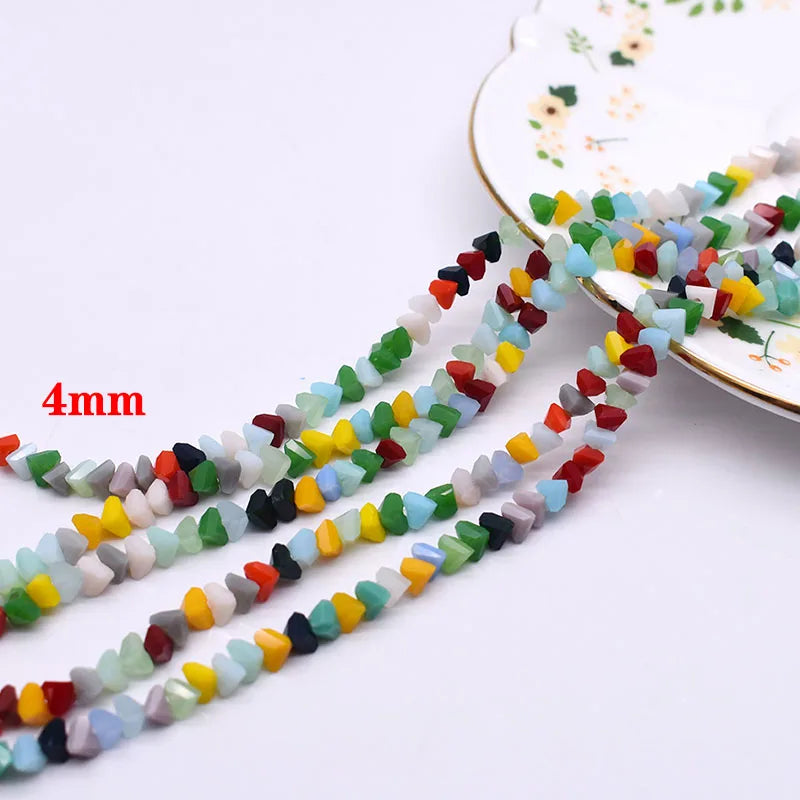 Yanqi Triangle Crystal Beads - 38 Colors 4mm Loose Glass Beads for DIY Jewelry Making Earrings Necklace Crafts