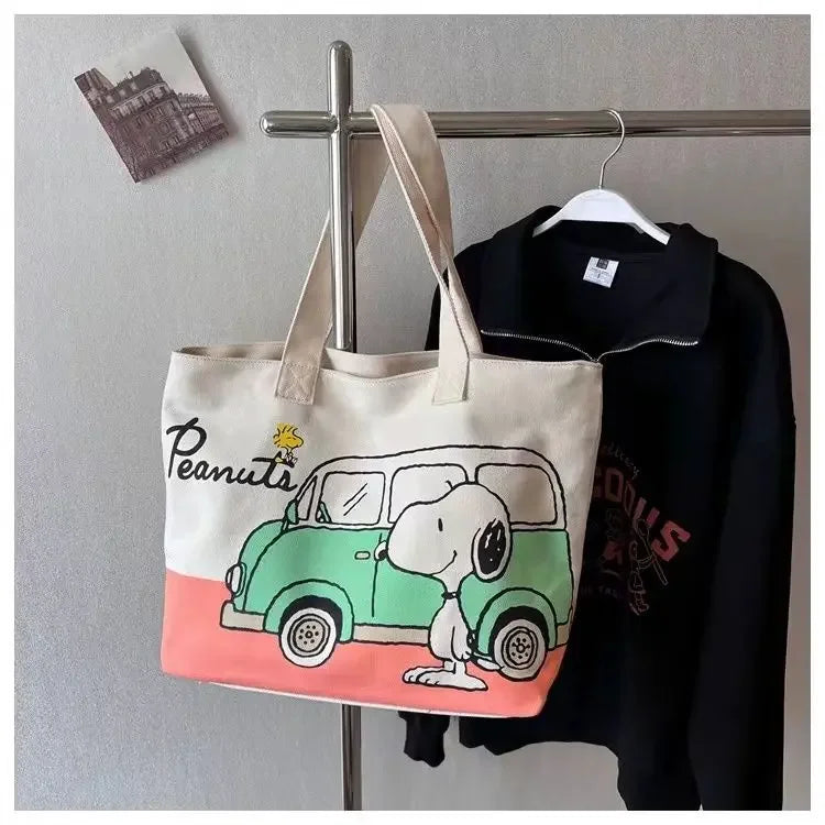 Snoopy Girl Cartoon Canvas Bag – Cute, Lightweight, Large Capacity Shoulder Bag for Travel & Casual Use