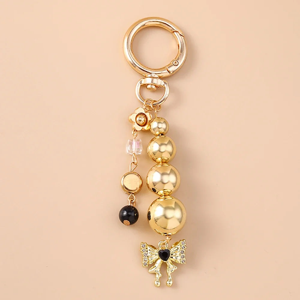 Cute Bowknot Heart Keychain - Crystal Pearl Pendant Charm for Women, Girls & Handbag Decoration