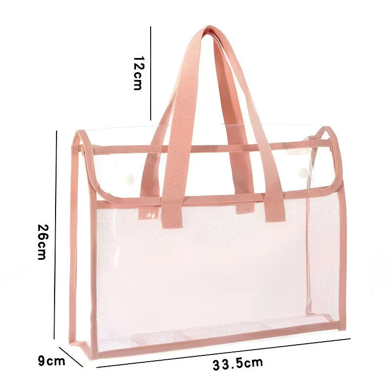 A4 Student Exam File Bag - Waterproof Double Layer PVC Document Organizer with Handle & Pockets