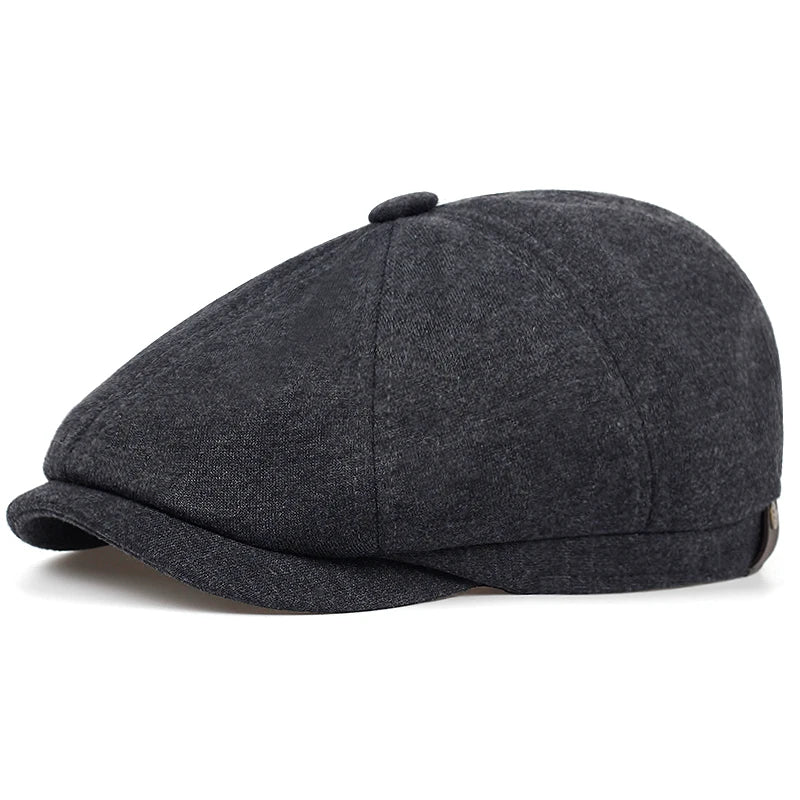 Retro Men’s Newsboy Cap — British Octagonal Herringbone Flat Painter Hat Autumn Winter Hip Hop Beret