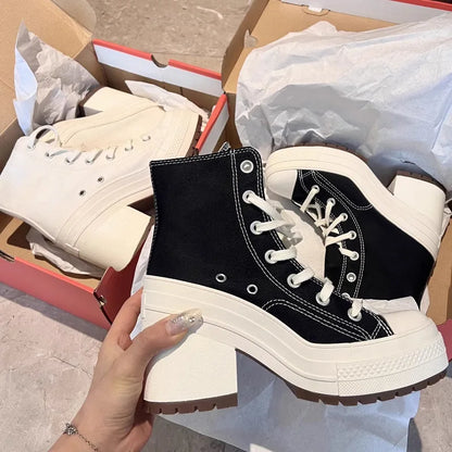 Women’s Platform Canvas Sneakers — Personalized Luxury Lace-Up Skateboard Casual Shoes for Fashion & Outdoor Wear