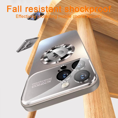 Luxury Glass MagSafe iPhone Case - Magnetic Wireless Charging Cover with Camera Protection & Shockproof Design