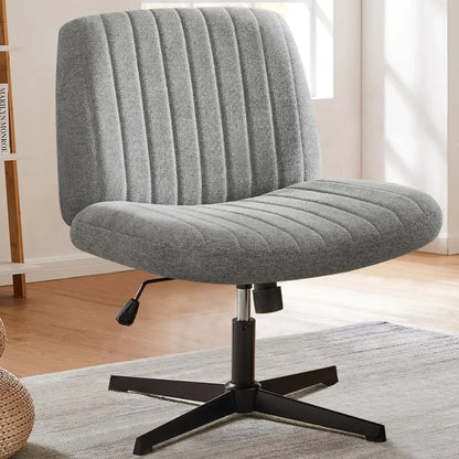 Armless Criss Cross Legged Swivel Office Chair - Wide Desk Chair Without Wheels