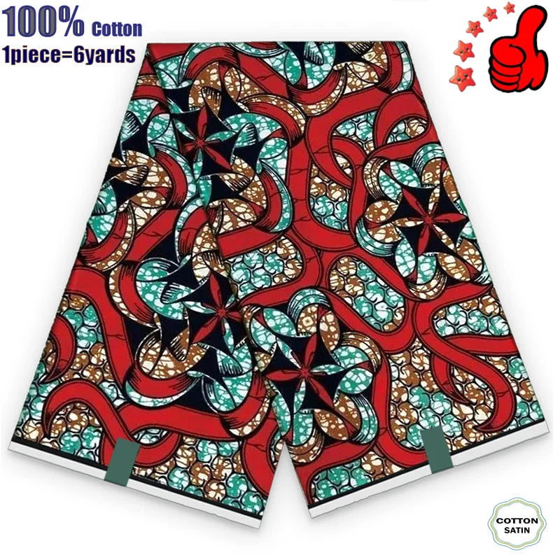 African Real Wax Fabric - High Quality 100% Cotton Ankara Pagne for Women’s Dresses