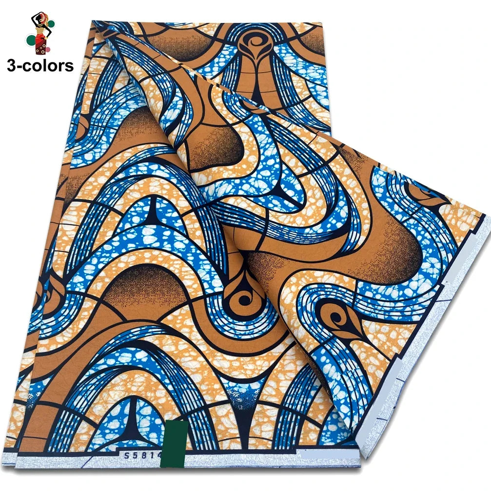 African Ankara Wax Fabric - 100% Cotton Soft Pink Pagne Fashion Print