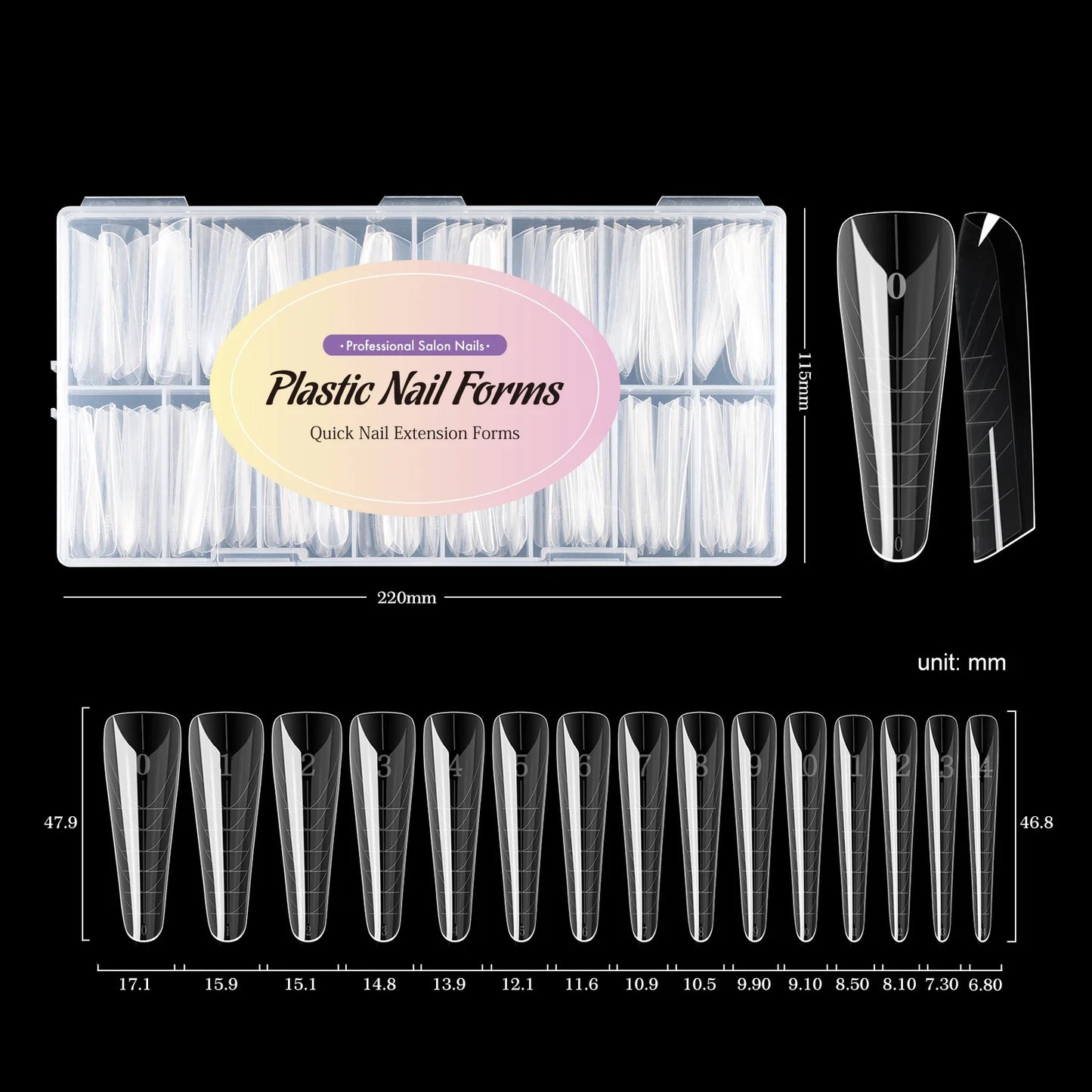 Square Nail Extension Forms - MOWOT Dual Nail Tips Quick Building Gel Molds for Acrylic Full Cover Nails