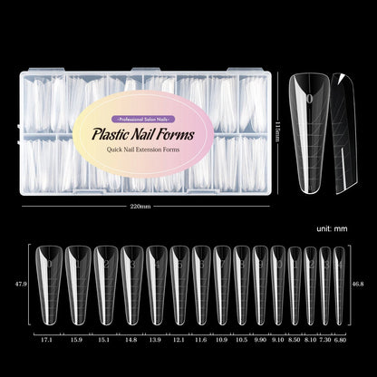 Square Nail Extension Forms - MOWOT Dual Nail Tips Quick Building Gel Molds for Acrylic Full Cover Nails
