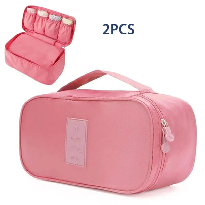 Portable Travel Organizer Bag - Multi-Function Bra Underwear Storage Case and Cosmetic Toiletry Pouch for Outdoor Trips