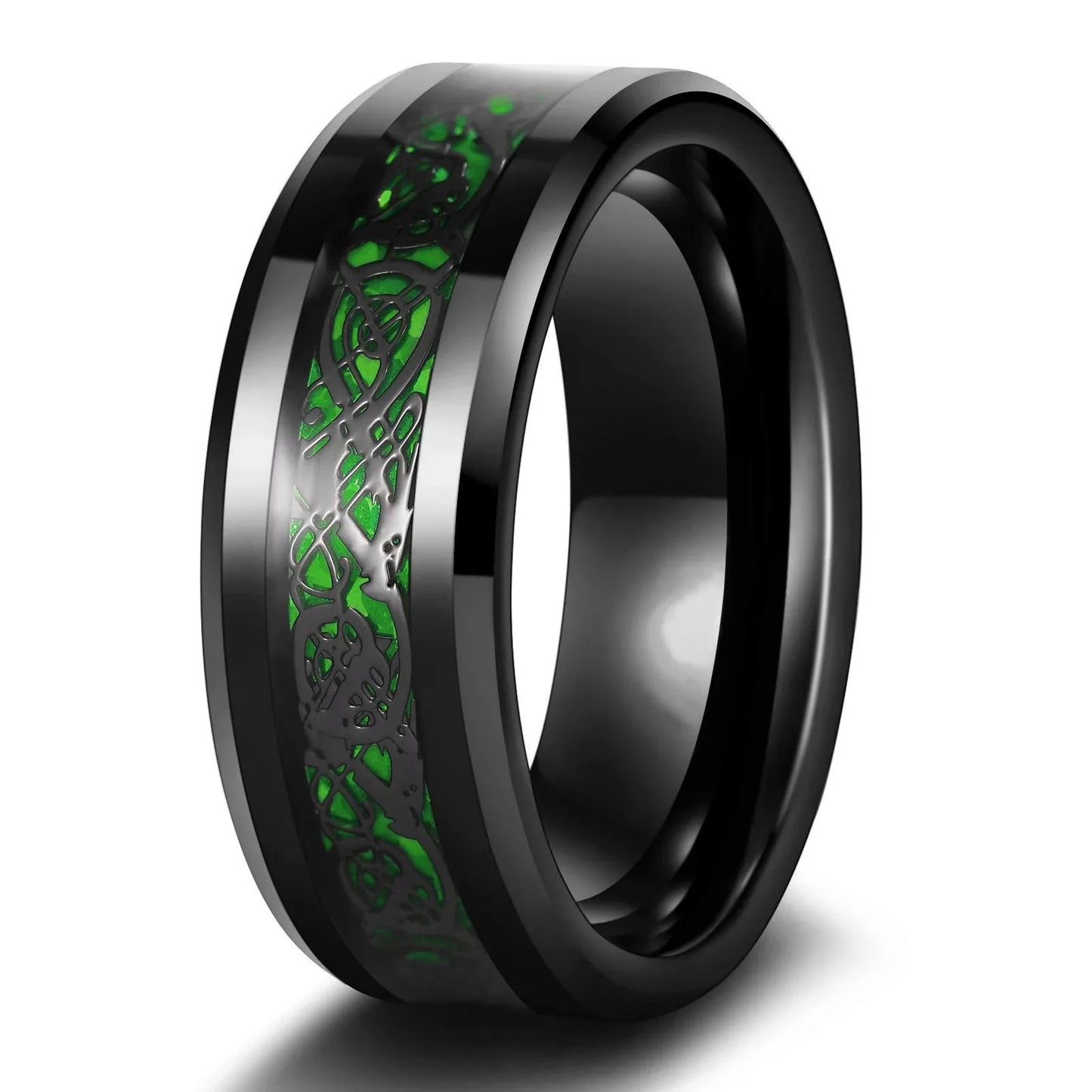 Couple Celtic Dragon Rings Set - Purple Rhinestone CZ Stainless Steel Wedding Jewelry for Men & Women