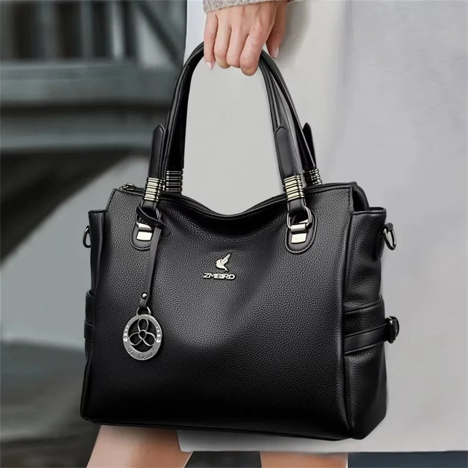 Luxury Women’s Leather Handbag – Large Capacity Shoulder & Crossbody Designer Bag
