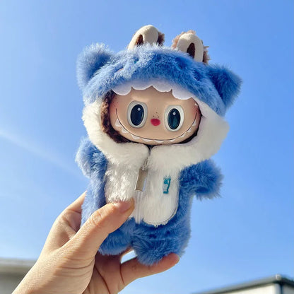Labubu I & II Doll Clothes – 15cm/17cm Cute Eye Mask Pajama 3-Piece Set for Plush Dolls
