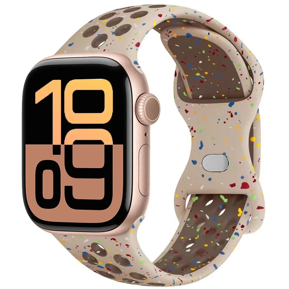 Silicone Apple Watch Strap - Breathable Wristband for Watch 11/10/9/8/7 Ultra 3/2 SE Series 49mm-41mm