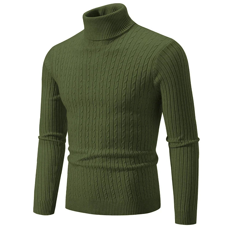 Men's High Neck Turtleneck Sweater - Warm Knitted Pullover Winter Casual Outdoor Top