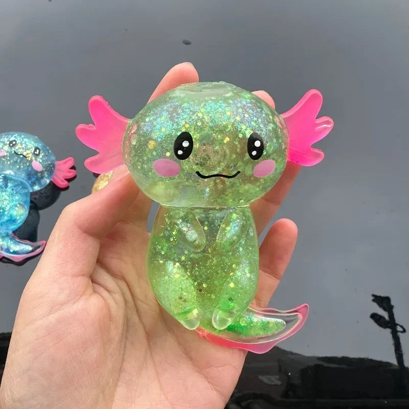 Colorful Axolotl Fidget Toy - Stretchy Squishy Maltose Salamander Squeeze Stress Relief Gift for Kids