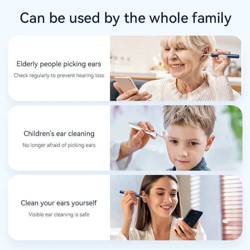 Visual Ear Cleaner with Camera – Ear Wax Removal Tool with 12MP, Ear Pick, Tweezers & 6 Ear Spoons for Ear Care