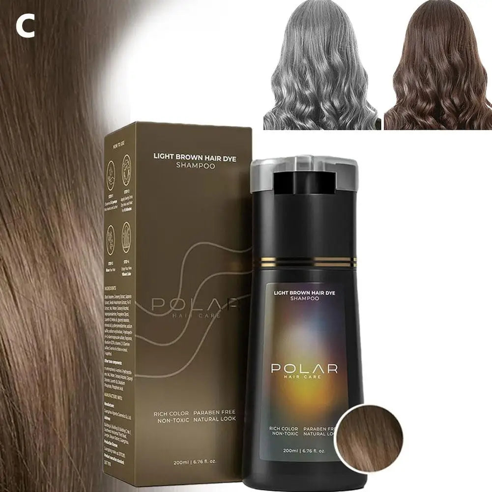 200ml Hair Dye Shampoo - Natural Gray Hair Coverage for Women & Men Semi-Permanent Black Brown Purple Color Kit