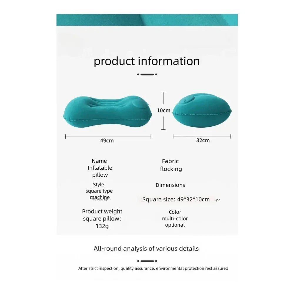 Portable Inflatable Pillow – Ultra-Soft Camping, Pool & Car Pillow for Neck and Lumbar Support