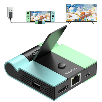 Unitek Game Dock for Nintendo Switch OLED — 45W PD Charging, LAN Gigabit Ethernet & 4K HDMI Gaming Docking Station for TV