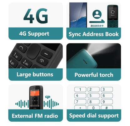 Nokia 215 4G Mobile Phone — Dual SIM, FM Radio, 1150mAh Standby, Feature Phone with Hebrew Keyboard, 100% Original