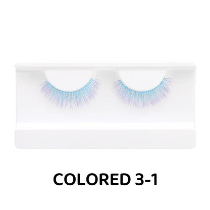 Colorful Halloween False Eyelashes – Blue, Red & Pink Cosplay Fake Lash Extensions for Makeup Looks
