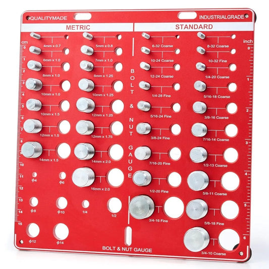 34PCS Screw Nut & Bolt Thread Checker - Metric & Standard Thread Measuring Gauge Set with Drill Size Identifiers