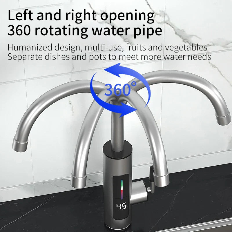 3000W 220V Electric Kitchen Water Heater Tap – Instant Hot & Cold Stainless Steel Faucet Heater